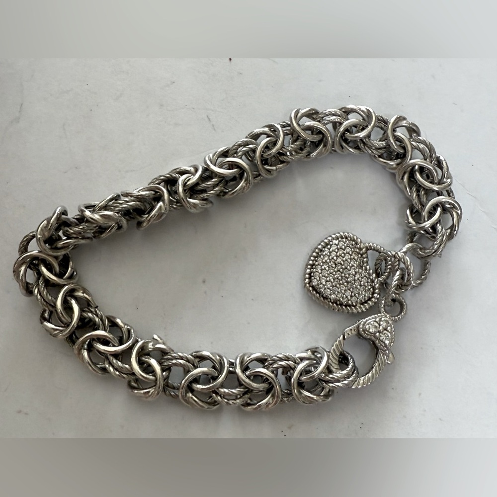 JUDITH RIPKA Sterling Multi Link Bracelet w/ Heart Charm